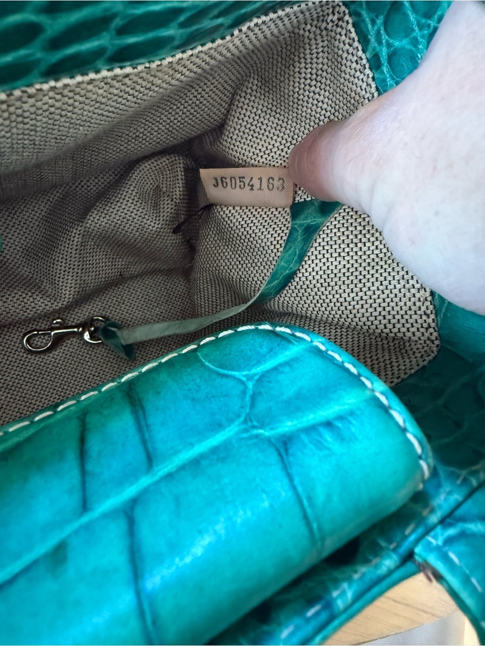 Y2K Dooney & Bourke Teal Croc-Embossed Shoulder Bag - Picture 7 of 13